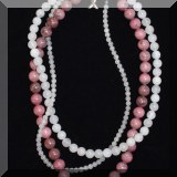 J04. Breast cancer awareness necklace with pink stone beads. 
